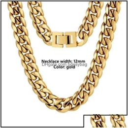 Chokers Colliers de boucles pendentifs bijoux krkc co wholale personnalisé hip hop cubain link link mass miami Stainls Steel 14K 18K Gold plaqué dheko