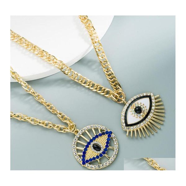 Sautoirs Sautoirs Pavé Cristal Coeur Evil Eye Pendentif Collier De Mode D'été Femmes Tour De Cou Boutique Bijoux En Gros 3526 Q2 Drop De Dhdek