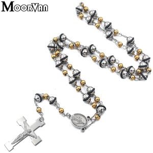 Sautoirs cadeau de noël collier pour femmes chaîne à maillons à la mode perle en acier inoxydable chapelet colliers bijoux religieux pour hommes hiphop 231025