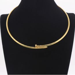 Chokers Klassieke Nagel Sleutelbeen Ring Hoge Versie Zirkoon Inzet Ketting Premium Merk Paar Lucky Sieraden 230923