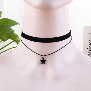 Chokers kleurrijke sterrenketting lolita ketting zwart fluwelen steampunk tattoo ketting dames twist sieraden kravik gothic bijoux d240514