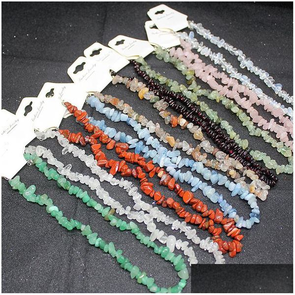 Chokers Collier ras du cou en pierre à puce naturelle écrasée Irregar Gravier de guérison Améthyste Fluorite Aigues-marines Cristal Perles de quartz Dhgarden Dhhhj