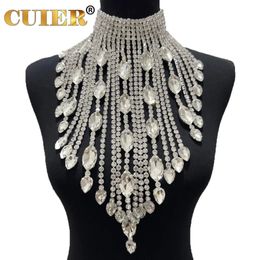 Chokers CuiEr SS28 Prachtige Kristallen AB Lange Lrregular Tassel Ketting voor Vrouwen Choker Sieraden Glanzend Glas Steentjes Bruiloft Accessoire 230927