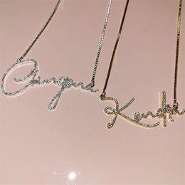 Chokers Personnalisé Cristal Nom Lettre Collier pour Femmes s avec Diamant Personnalisé Différentes Polices 230113