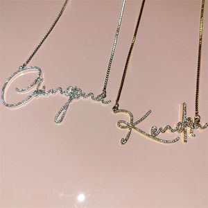 Chokers Custom Crystal Name Letter ketting voor vrouwen met diamant gepersonaliseerd verschillende lettertypen 513