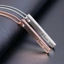 Chokers Personnalisé Pendentif En Cristal Nom Collier pour Femmes 3D Bar Colliers Pendentifs Personnalisé Amour Cadeau 230113