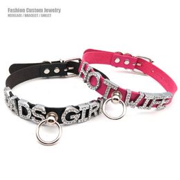 Gargantillas personalizadas letras correa aro Collar gargantilla mujeres hombres BDSM papá esclavo Cosplay gancho gargantilla joyería Sexy juguetes 230524