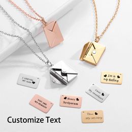 Chokers Aangepaste Liefdesbrief Envelop Hanger Ketting Roestvrij Stalen Sieraden Bekentenis voor Valentijnsdag Verjaardag Moeder Cadeau 231124