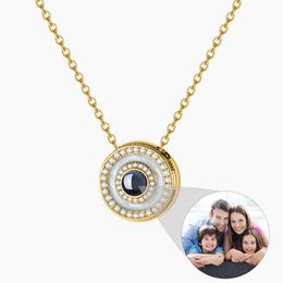 Chokers DasCusto Collier PO personnalisé pour femmes Picture de projection personnalisée Picture ronde Round Jewelry Custom Bielry Memorial Gift 230817