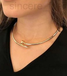 Chokers Designer Fashion Collier de luxe Bijoux Big Nail Shape Chains Colliers pour femmes et hommes Party Gold Platinum Bijoux WQFR