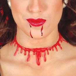 Chokers druipende horror bloedchoker ketting en os -hoorn haarclip Halloween Party Small Demon Vampire kostuumaccessoire