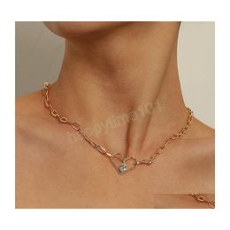 Chokers Elegant Crystal Heart Pendant Choker ketting voor vrouwen Girls Bruiloft Bridal Simple Metal sleutelbeen ketting nek sieraden druppel d dhre0