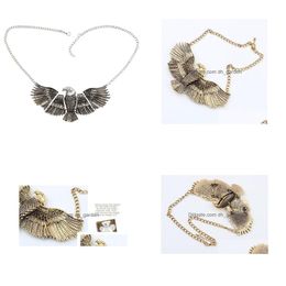Colliers de style européen Mode L'aigle a déployé ses ailes Collier de bavoir de cou de goutte Livraison de bijoux Colliers Pendentifs Dhgarden Dhkox