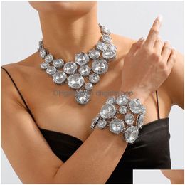 Sautoirs exagéré grand collier de collier de pierre ronde bracelet ensemble pour fille cristal géométrique grand collier de bavoir bijoux 230518 drop livraison dhplh