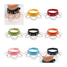 Chokers Exotische Nachtclub Pu Lederen Halsband Verstelbare O-ring Ketting Choker Ketting Hals Ring Voor Vrouwen Mode-sieraden Drop Levering N Dhw5D