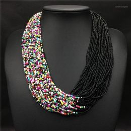 Sautoirs Mode Bohème Boho Acrylique Perles Collier Femmes Longue Multi Couche Déclaration Strand Bijoux En Couches Collier Femme12117