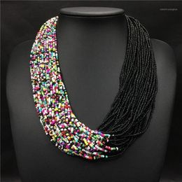 Chokers Mode Bohemian Boho Acryl Kralen Ketting Vrouwen Lange Multi Layer Verklaring Strand Gelaagde Sieraden Collier Femme12277