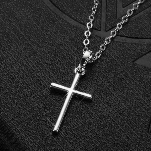 Sautoirs Mode Christian Jésus Croix Colliers Argent Couleur Longue Chaîne Simple Croix Pendentifs Pour Femmes Hommes Bijoux Cadeaux Dropshipping R231124