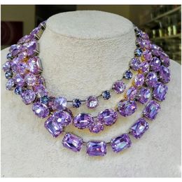 Sautoirs Mode circulaire brillant cristaux de verre de luxe Multi violet coupe courte collier ras du cou pour femmes fille fête de mariage bijoux faits à la main 231010