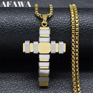 Sautoirs Mode Croix Collier pour Femmes Hommes Or Couleur En Acier Inoxydable Christian Punk Biker Bijoux colar masculino N2344S02 230922