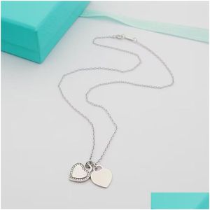 Chokers Fashion Designer Love Heart 925 Sterling Sier Pendant Necklace for Women Trend Aesthetic Gold Color Metal Chain Collar Choker Otnyh