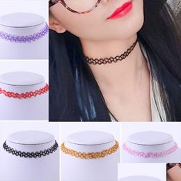 Colliers de mode à la main vintage hippie stretch tatouage collier ras du cou ligne élastique punk grunge déclaration colliers hip hop bijoux pour dhva5