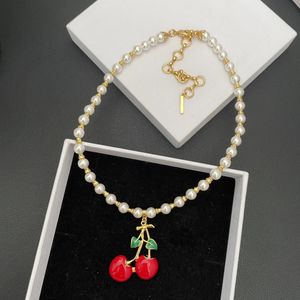 Colliers de perles de cerise de haute qualité pour femmes, bijoux de créateurs, accessoires de boutique, tendances 231218