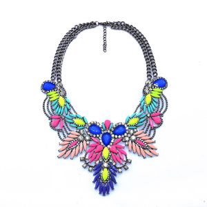 Colliers Mode Indien Ethnique Déclaration Grand Collier Collier Ras Du Cou Femmes Multicolore Acrylique Cristal Shourouk Collier Bijoux 230923