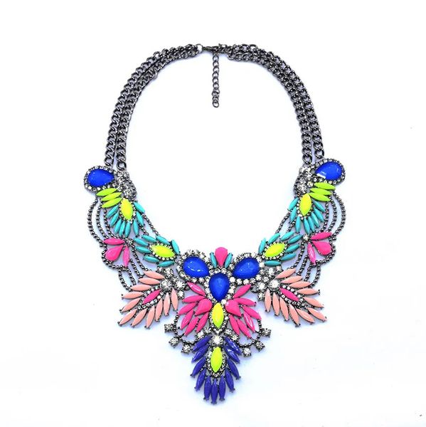 Gargantillas Moda Declaración étnica india Collar grande Gargantilla Collar Mujeres Multicolor Acrílico Cristal Shourouk Collar Joyería 230927