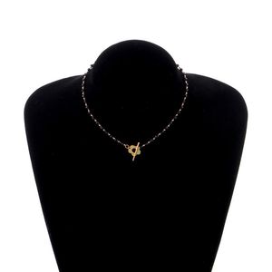 Colliers de luxe de luxe en verre de cristal noir, chaîne de perles, collier ras du cou pour femmes, collier de verrouillage de fleurs, bijoux courts 2023