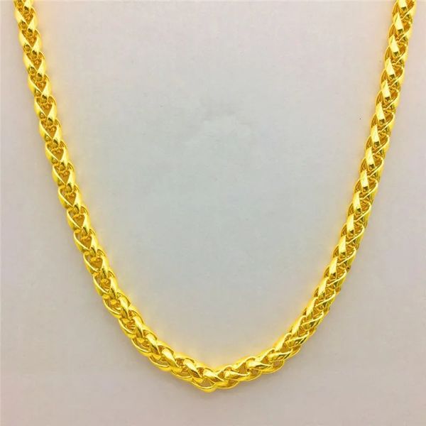 Sautoirs Mode Luxe Thaïlande Sable Or 14K Collier Épais Chaîne Jaune Pour Femmes Hommes Mariage Fiançailles Bijoux Cadeaux 231129