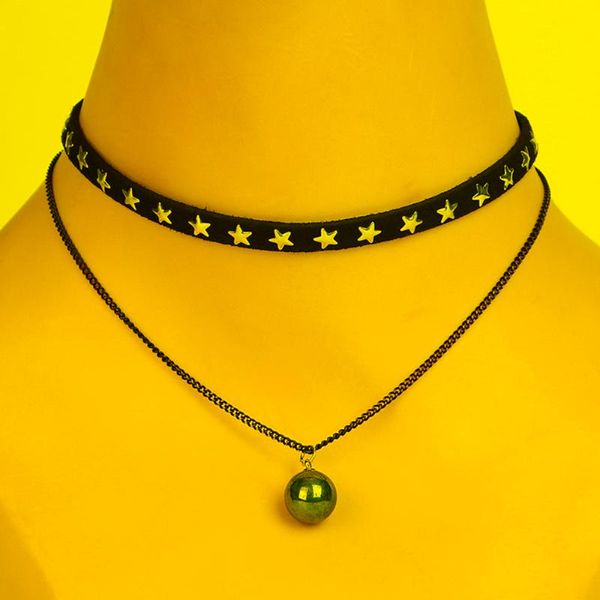 Chokers Fashion Tatto Velvet Choker Double couche simulée Perle Pendant Collier Punk Harajuku noir Black Short Couple Collier Femmechokers