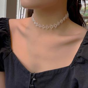 Chokers modieus Koreaans niche persoonlijkheidsontwerp nekband licht luxe kristal geweven sleutelbeen keten accessoires voor vrouwen heal2222