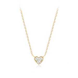Chokers Fine Jewelry Dainty Love Luxo Jóias Real 14k Sólido Ouro Natural Diamante Coração Pingente Personalizado Colar Ajustável 231129