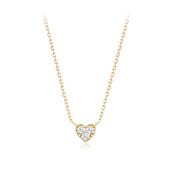 Sautoirs bijoux fins délicat amour bijoux de luxe réel 14k or massif diamant naturel pendentif coeur personnalisé collier réglable 231129