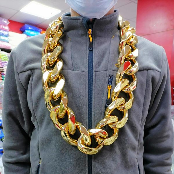 Gargantillas FishSheep Hip Hop Color Oro Grande Acrílico Chunky Collar de cadena para hombres Punk de gran tamaño Gran cadena de eslabones de plástico Joyería para hombres 230921