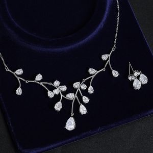 Chokers voor bruiloft bruidsjuwelensets voor vrouwen zilveren kleur kristallen ketting oorbellen set prom bruiloft sieraden cadeau