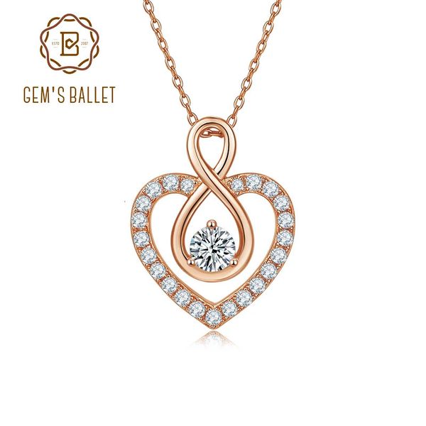 Sautoirs GEM'S BALLET 05 Ct 5mm Collier pendentif coeur avec boucle infini en argent sterling 925 cadeau pour elle 231130