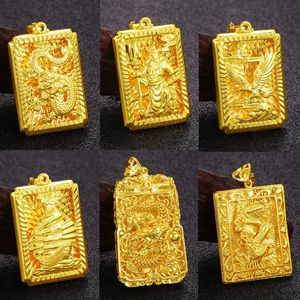 Colliers Véritable 18K Gold Dragon Eagle Creux Pendentif Collier pour Femmes Sans Chaîne Fine Bijoux Cadeaux 231129