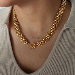 Colliers GHIDBK exagéré métal OT collier Bracelet femmes épais large chaîne titane acier étanche mode personnalisé bijoux YQ240201