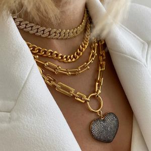 Colliers cadeau collier lourd minimalisme chaîne punk chunky bijoux accessoire charme noir cristal coeur pendentif collier femmes hommes 231101