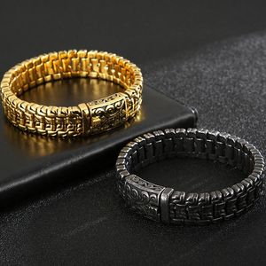 Sautoirs Plaqué Or Solide En Acier Inoxydable Bracelets Pour Hommes Bracelet Homme Nouvelle Arrivée Poignées Sur La Dragonne Bijoux Accessoires En Gros