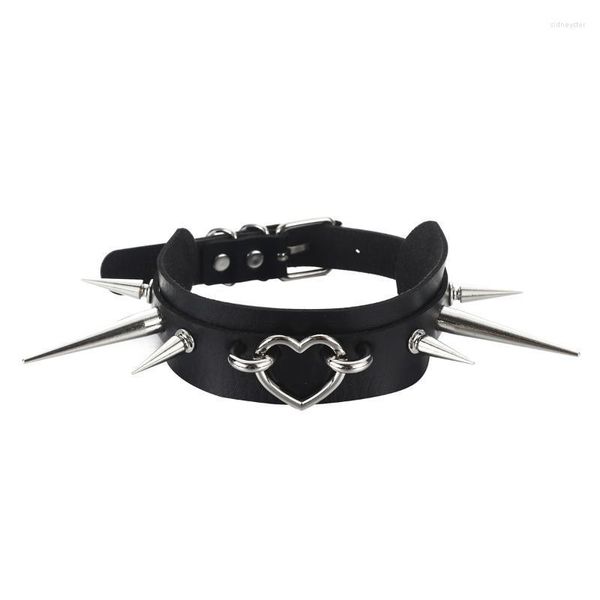 Chokers Goth Spiked Choker Collier Noir Pu Cuir Gothique Collier Femme Punk Clouté Chocker Emo Cosplay BijouxChokers Sidn22