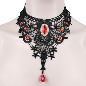 Chokers Halloween Lace Choker dames kraag ketting kristal vintage kettingen hangers steampunk statement feest sieraden cadeau1