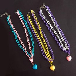 Chokers Hawaii Hiphop Heart Hanger Acryl ketting Macarons geschenken voor vrouwen collier femme accessoires persoonlijkheidsfeestje juweliers