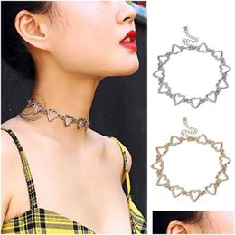 Collier de coeur Collier Hollow Choker Colliers de mode coréenne Colliers Goth Simple Sweet Bijoux ACCESSOIRES ALESTÉRES AMI CADEAUX AMI CADEAU DHAV8