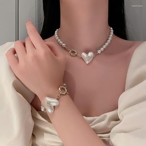 Sautoirs coeur pendentif perle collier ras du cou pour femmes filles chaîne colliers bijoux de fête amour gros épais femme Heal22
