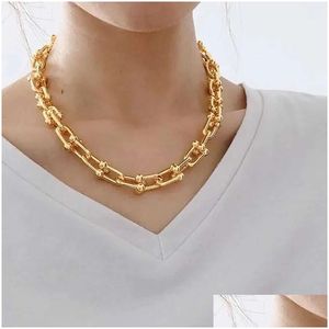 Chokers Hoge kwaliteit U-Shape Horseshoe ketting Ketting Luxe U Diamant hanger ontwerper Tennis Jowery Woman 18K Gold Sier Men Engagem Otjdv