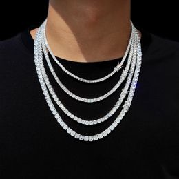 Chokers Hip Hop -sieraden Iced Out Tennis Chain Bling CZ Men Diamond Cubic Zirconia Choker Necklace Women 230817