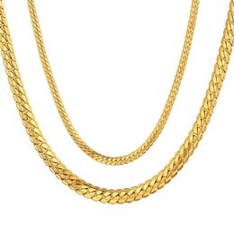 Gargantillas Hiphop Joyería 4MM 7MM Serpiente Plana 316L Cadena de acero inoxidable Color dorado Collar de cuello dorado para mujeres Joyería para hombres Gota 231024